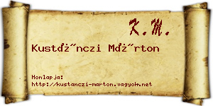 Kustánczi Márton névjegykártya